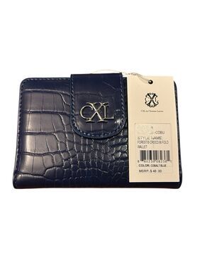 CXL Christian Lacroix Forestis Croco Bifold Wallet Cobalt Blue NWT MSRP $48